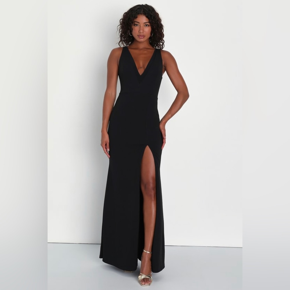 Lulus 
Mystical Perfection Black Mesh Sleeveless Mermaid Maxi Dress